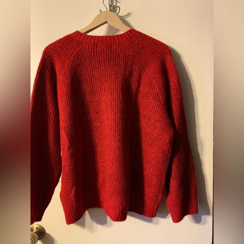 💕SALE! RED RIBBED Sweater for Women. New!Petite Large. Black thread throughout. - Picture 5 of 9